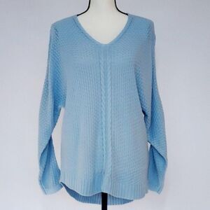 Madison + Hudson Women's V Neck Knit Long Sleeve Sweater Light Blue SM NWOT